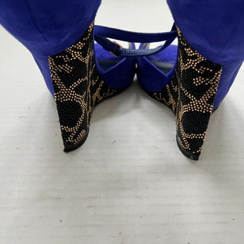 Sergio Rossi cobalt blue studded suede heels size 38.5 / KILO - Picture 6 of 8